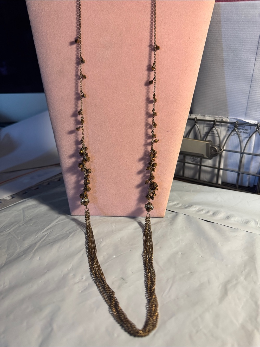 Coldwater Creek Gold-Tone Bronze Colored Beads Necklace 18 1/2”